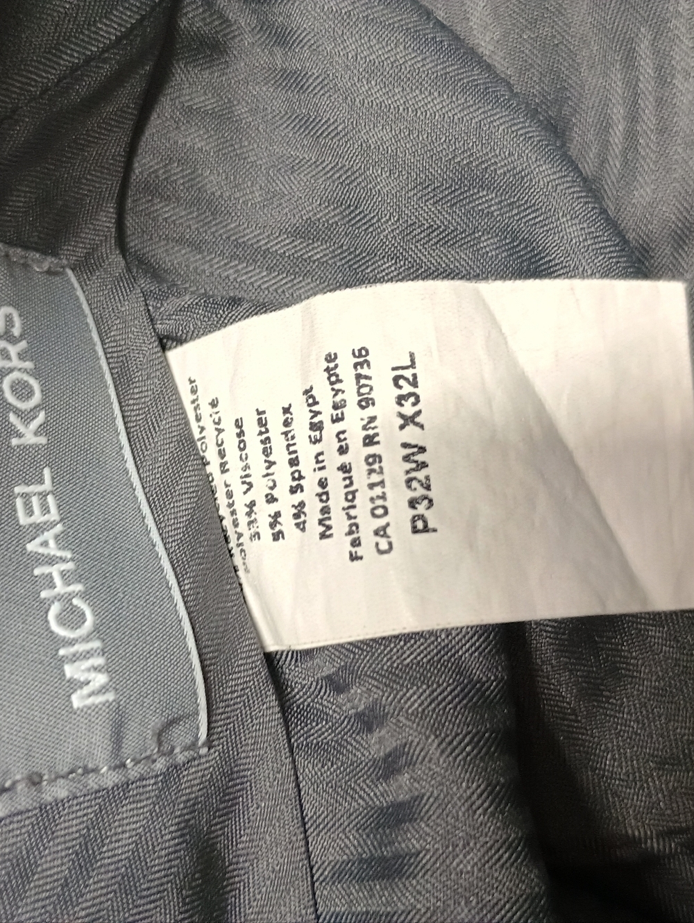 Michael Kors Men's Size 32 Gray Dress Pants - Classic Straight Fit - Picture 7 of 7